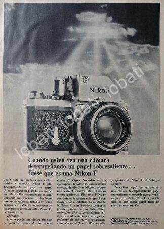 CARTEL ANTIGUO ORIGINAL DE CAMARAS FOTOGRAFICAS NIKON F. 1967 /563