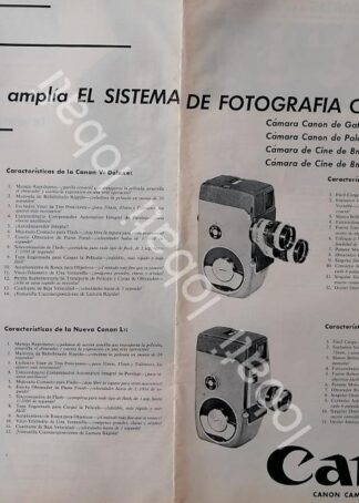 CARTEL ANTIGUO ORIGINAL DE FILMADORAS Y CAMARAS CANON 1950s /559