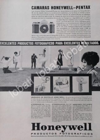 CARTEL ANTIGUO ORIGINAL DE CAMARAS HONEYWELL PENTAX 1960s /551