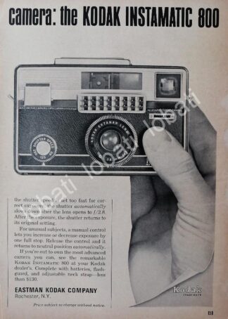 CARTEL ANTIGUO ORIGINAL DE CAMARAS KODAK INSTAMATIC 800 1970s /544