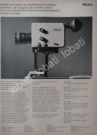 CARTEL ANTIGUO ORIGINAL DE CAMARAS DE CINE 35mm NIZO 1969 /537 MUY RARO