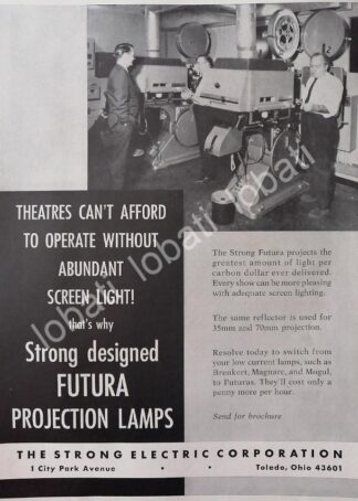 CARTEL ANTIGUO ORIGINAL DE PROYECTOR PARA CINES STRONG FUTURA 1970 /536
