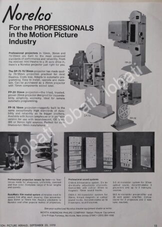 CARTEL ANTIGUO ORIGINAL DE PROYECTOR PARA CINES NORELCO 1970 /532