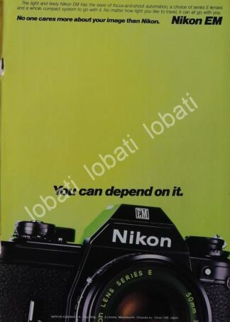 CARTEL ANTIGUO ORIGINAL DE CAMARAS FOTOGRAFICAS NIKON EM 1980s /522