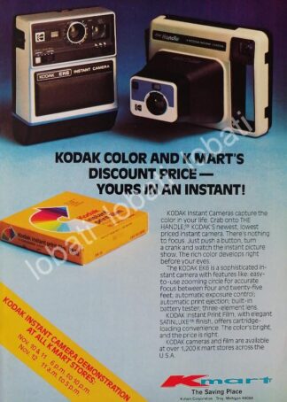 CARTEL ANTIGUO ORIGINAL DE CAMARAS FOTOGRAFICAS KODAK EK6 & THE HANDLE 1970s /521
