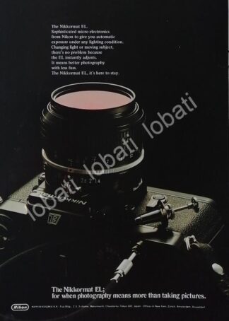 CARTEL ANTIGUO ORIGINAL DE CAMARAS NIKON NIKKORMART EL. 1970s /482