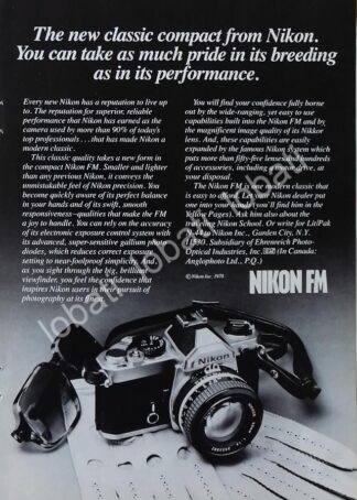 CARTEL ANTIGUO ORIGINAL DE CAMARAS NIKON FM 1970s /448