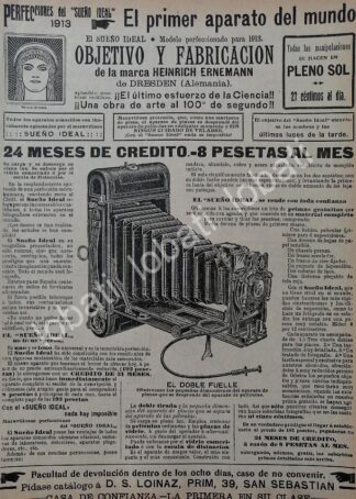 CARTEL ANTIGUO ORIGINAL DE CAMARAS HEINRICH ERNEMANN 1913 /424 MUY RARO