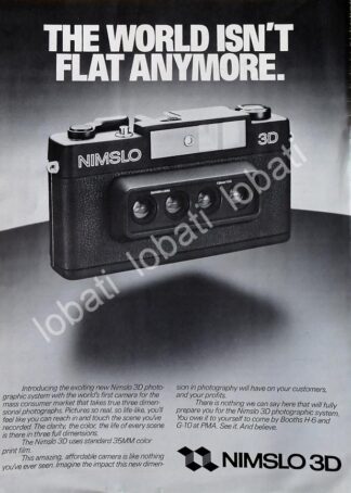 CARTEL ANTIGUO ORIGINAL DE CAMARAS NIMSLO 3D 1981 /422 RARO