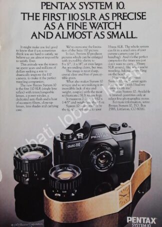CARTEL ANTIGUO ORIGINAL DE CAMARAS PENTAX SYSTEM 10 / 1970s /421