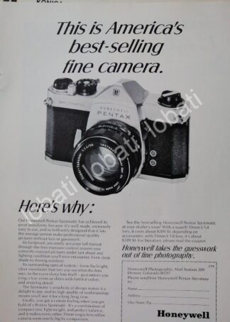 CARTEL ANTIGUO ORIGINAL DE CAMARAS HONEYWELL PENTAX SPOTMATIC 1960s /420