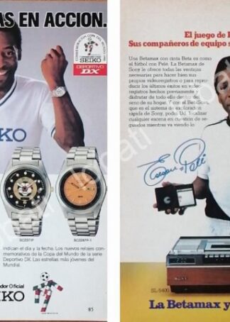CARTEL ANTIGUO ORIGINAL DE PUBLICIDAD RETRO Y EL FUTBOLISTA PELE 1990s /FEP