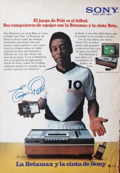 CARTEL ANTIGUO ORIGINAL DE PUBLICIDAD RETRO Y EL FUTBOLISTA PELE 1990s /FEP - Image 2