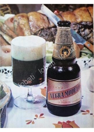 CARTEL ANTIGUO ORIGINAL DE AFICHES RETRO CERVEZA NEGRA MODELO 1970s /210(8)