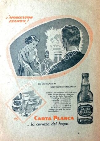 CARTEL ANTIGUO ORIGINAL DE CERVEZA CARTA BLANCA 1950 /217