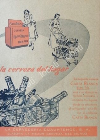 CARTEL ANTIGUO ORIGINAL DE CERVEZA CARTA BLANCA 1952 /214