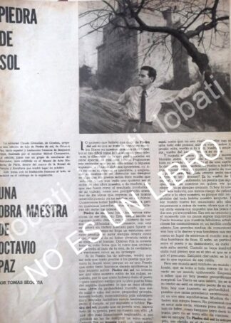 CARTEL ANTIGUO ORIGINAL DE 1965 RESEÑAN LIBRO. PIEDRA DEL SOL, OCTAVIO PAZ