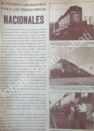 CARTEL ANTIGUO ORIGINAL DE NUEVAS LOCOMOTORAS FEROCARRILES NACIONALES. 1972