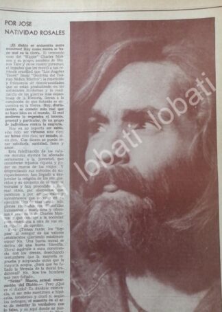 CARTEL ANTIGUO ORIGINAL DE CHARLES MANSON 1969/ NATIVIDAD ROSALES