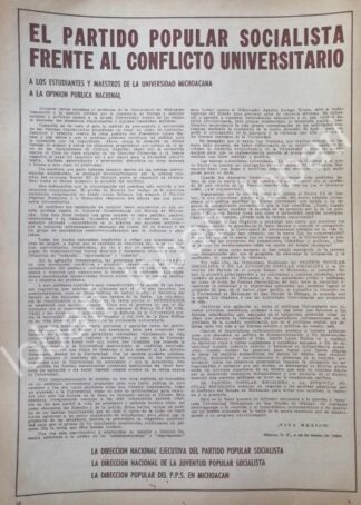 CARTEL ANTIGUO ORIGINAL DE PARTIDO POPULAR SOCIALISTA Y LA UNAM. 1963