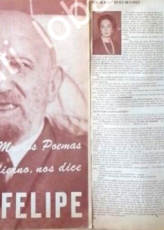 CARTEL ANTIGUO ORIGINAL DE ENTREVISTA A LEON FELIPE. /BEATRIZ REYES VEVARES 1965