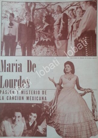 CARTEL ANTIGUO ORIGINAL DE CANTANTE MARIA DE LOURDES 1965 Y LYNDON JOHNSON