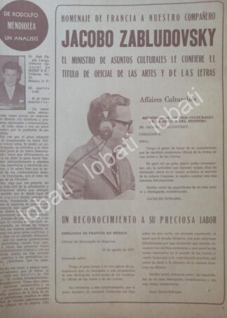 CARTEL ANTIGUO ORIGINAL DE Francia condecora a Jacobo Zabludovsky 1972