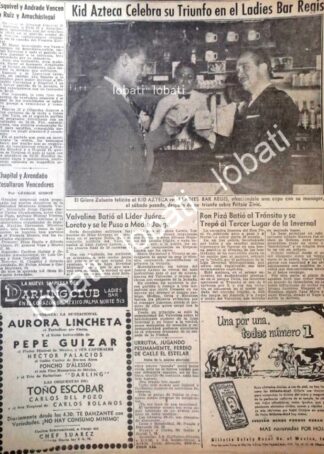 CARTEL ANTIGUO ORIGINAL DE KID AZTECA EN EL BAR REGIS (HOTEL REGIS) 1947