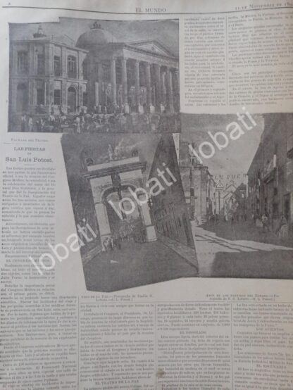 CARTEL ANTIGUO ORIGINAL DE INAUGURAN TEATRO LA PAZ, S.L. P. 1896 - Image 2