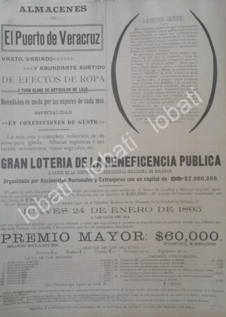 CARTEL ANTIGUO ORIGINAL DE LA LOTERIA NACIONAL, Y OTRAS 1895 /167