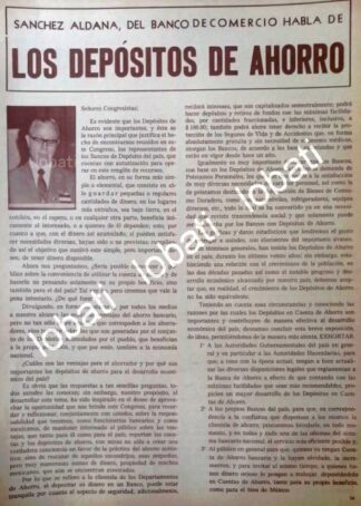 CARTEL ANTIGUO ORIGINAL DE DISCURSO DE SANCHEZ ALDANA, BANCOMER 1970