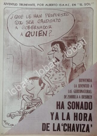 CARTEL ANTIGUO ORIGINAL DE CARICATURA SATIRA VINTAGE DE ALBERTO ISAAC 1970
