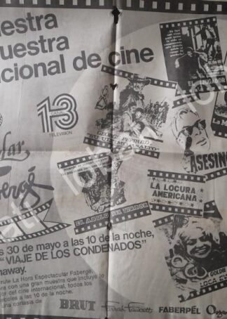 CARTEL ANTIGUO ORIGINAL DE CARTELERA DE TV CANAL 13 MONTERREY 1984