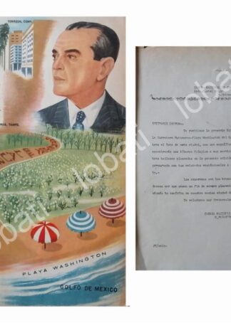CARTEL ANTIGUO ORIGINAL DE INAUGURAN CARRETERA PLAYA WASHINGTON 1955