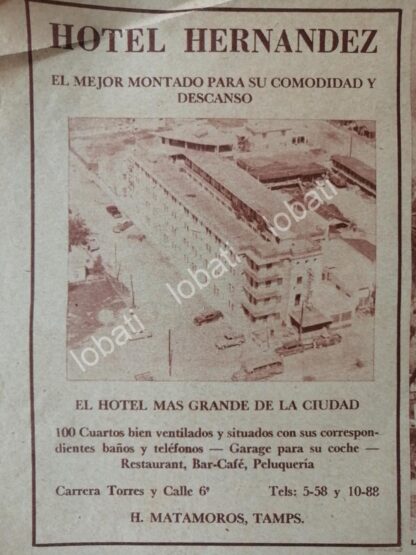 CARTEL ANTIGUO ORIGINAL DE 9 PUBLICIDADES ANTIGUAS DE MATAMOROS 1955 - Image 6