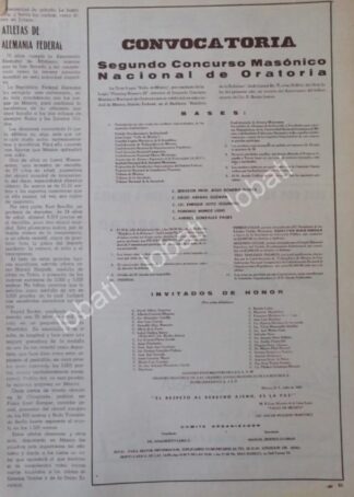 CARTEL ANTIGUO ORIGINAL DE 2DO CONCURSO MASONICO DE ORATORIA 1968