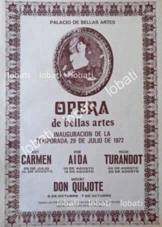 CARTEL ANTIGUO ORIGINAL DE TEMPORADA DE OPERA BELLAS ARTES 1972
