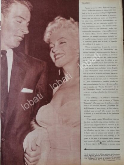 CARTEL ANTIGUO ORIGINAL DE MARILYN MONROE Y JOE DIMAGGIO 1954
