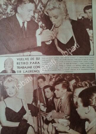 CARTEL ANTIGUO ORIGINAL DE MARILYN MONROE Y SIR LAURENCE 1956