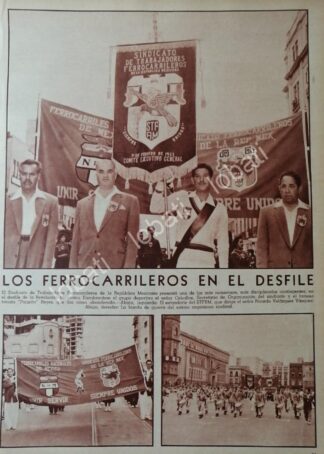 CARTEL ANTIGUO ORIGINAL DE SINDICATO FERROCARRILERO EN DESFILE 1956