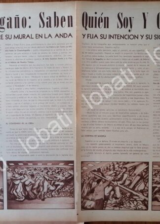 CARTEL ANTIGUO ORIGINAL DE ALFARO SIQUEIROS HABLA SOBRE MURAL EN ANDA