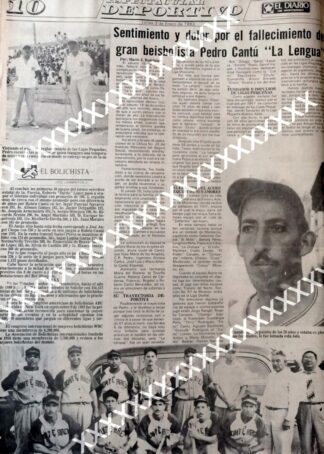 CARTEL ANTIGUO ORIGINAL DE NOTA. MUERE BEISBOLISTA PEDRO CANTU. LA LENGUA 1983
