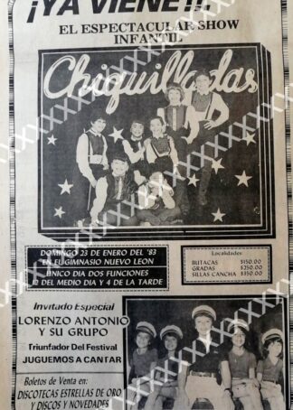 CARTEL ANTIGUO ORIGINAL DE AFICHE LORENZO ANTONIO & CHIQUILLADAS EN CONCIERTO