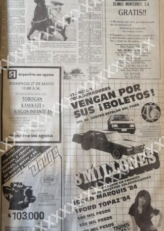 CARTEL ANTIGUO ORIGINAL DE . SORTEO DE CLUB TIGRES 1984