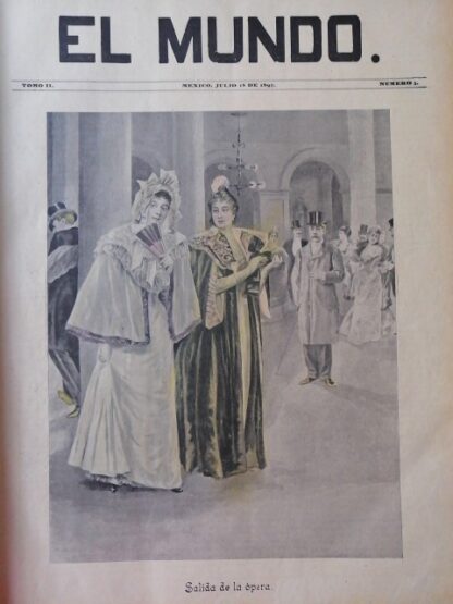 PORTADA ANTIGUA ORIGINAL  1897, SALIDA DE LA OPERA