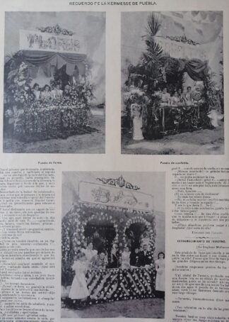 CARTEL ANTIGUO ORIGINAL DE 1897 KERMESSE EN PUEBLA
