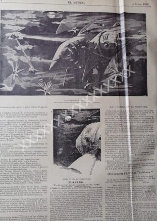 PROFETICO AFICHE ANTIGUO 1896 GUERRAS EN EL ESPACIO