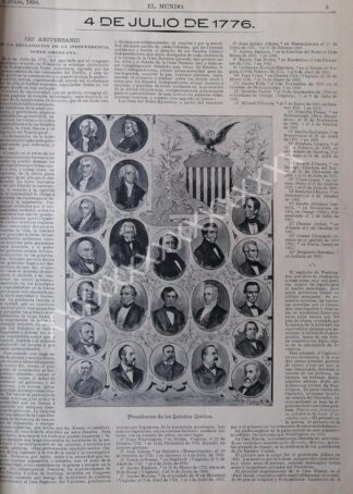 CARTEL ANTIGUO 120 ANIVERSARIO INDEPENDENCIA U.S.A 1896