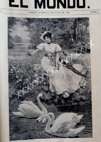 PORTADA ANTIGUA ORIGINAL 1896 LOS CISNES