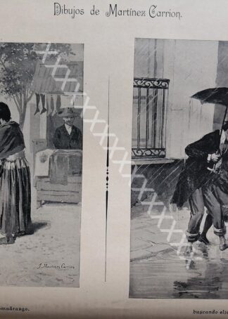 GRABADO ANTIGUO 1896 J. MARTINEZ CARRION / COSTUMBRES